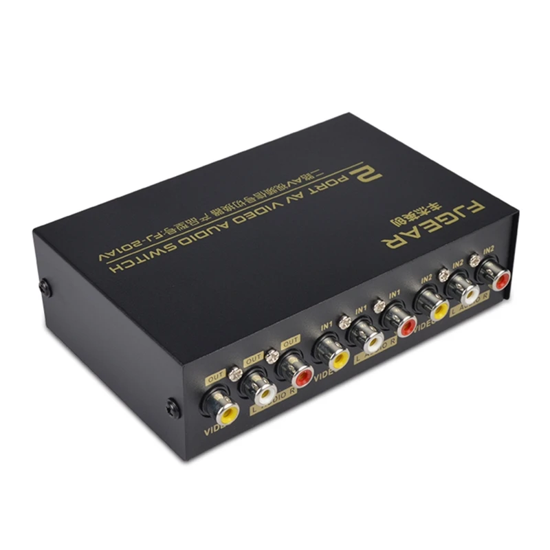 2 Port RCA 2 in 1 out Composite Video L/R Selector Box for DVD Player