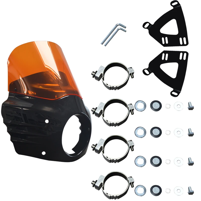 Motorcycle DS RW 11'' Headlight Fairing with 49mm Clamps for Harley Softail FXBB Super Glide FXD Street Bob Low Rider Dyna