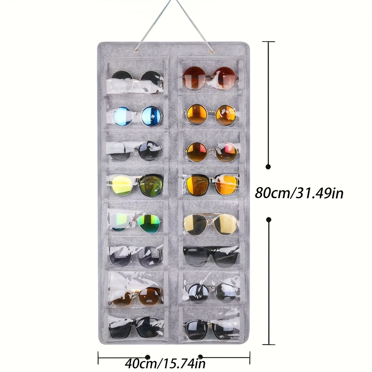1pc Wall-Mounted Glasses Organizer with 16 Felt Slots - Dust-Proof,Multi-Functional Hanging Organizer for Home/Office