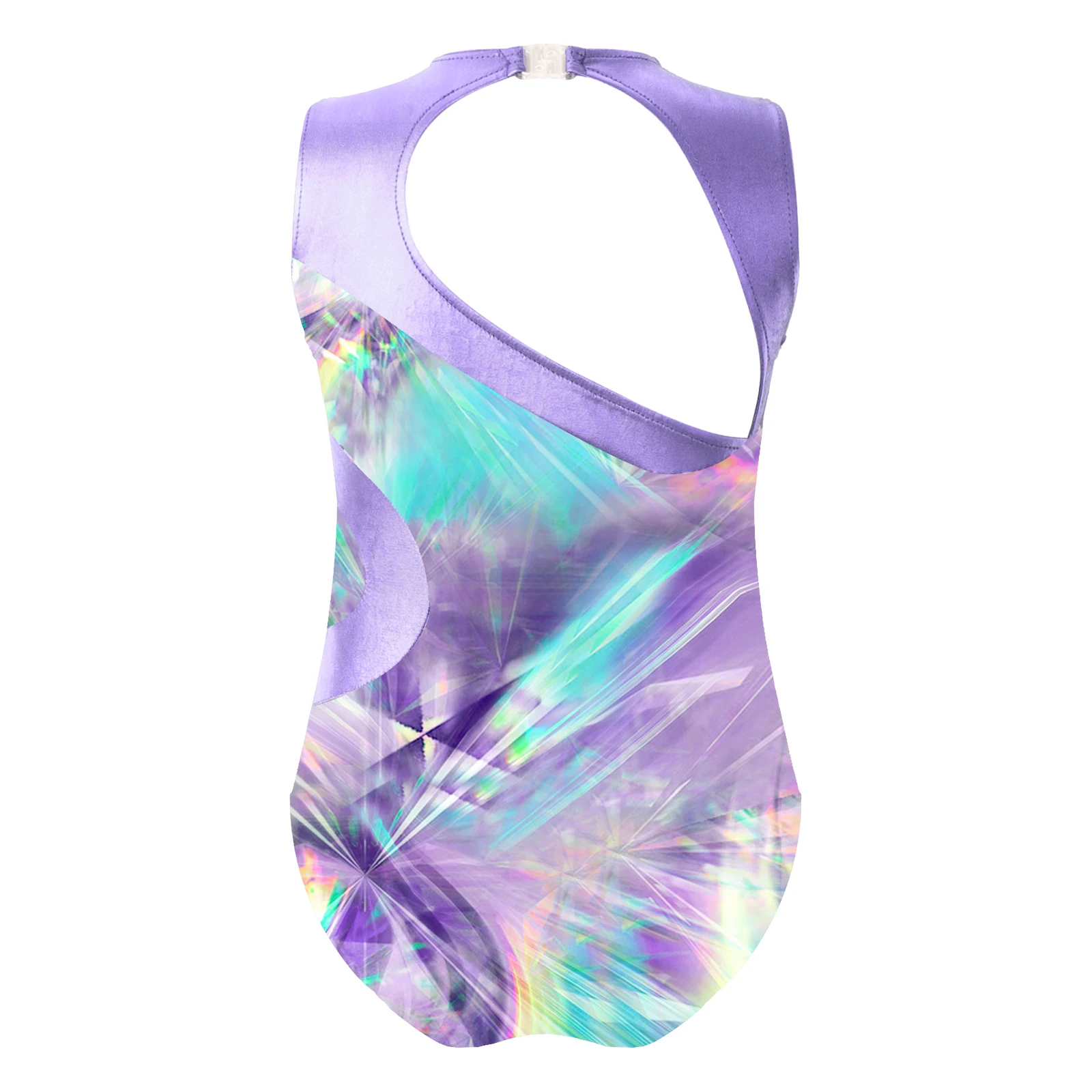 Kids Girls Rhythm Gymnastic Skating Bodysuit Swimsuit for Ballet Dancing Printed Metallic Leotard Round Neck Hollow Out Jumpsuit ballet leotard dance leotard girls dance costumes