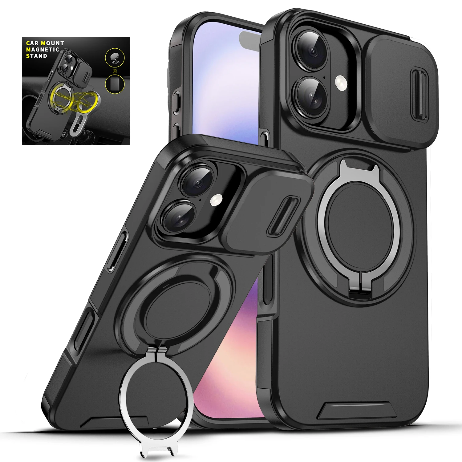 360-Degree Rotating Magnetic Phone Case with Camera Protection