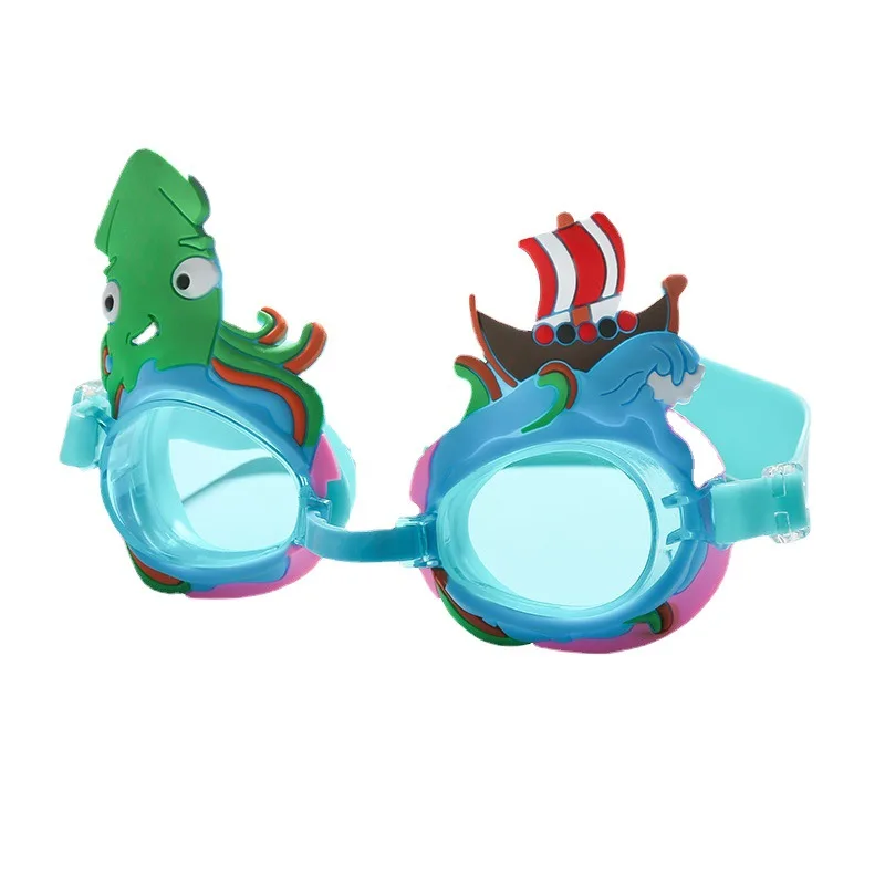 Children's Swimming Goggles High Definition Flat Light Waterproof Anti-fog Swimming Goggles Boys and Girls Cute Cartoon Silicone 4
