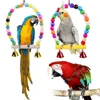 Bird Swing Toy Wooden Parrot Toys Hanging Ring Stand Playstand Cage Playground for Budgerigar Cockatiel Parakeet Bird Supplies 2