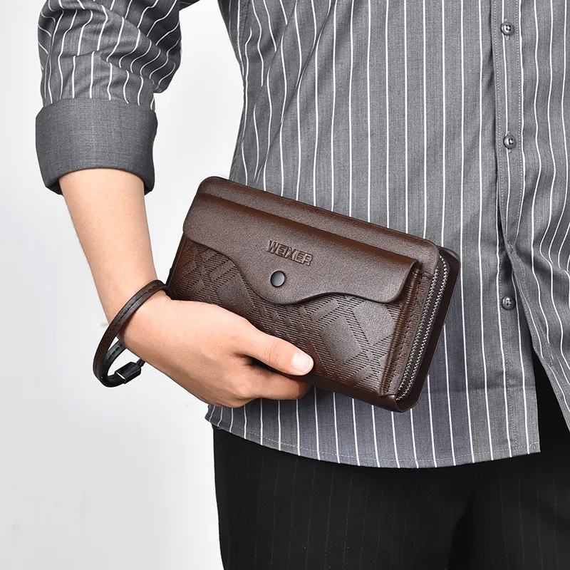 Pochette Da Uomo Pochette In Pelle Pu Con Cerniera Portafoglio Lungo Passcard Porta Telefono Borsa A Mano Porter Necessaire Bag Designer Maschile