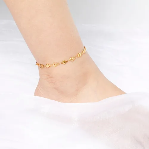 DoreenBeads 여성용 스테인레스 스틸 발찌, 골드 컬러, 해변 발 다리 체인, 발목 팔찌, 쥬얼리 선물, 22.5cm-23.5cm, 1 개 4