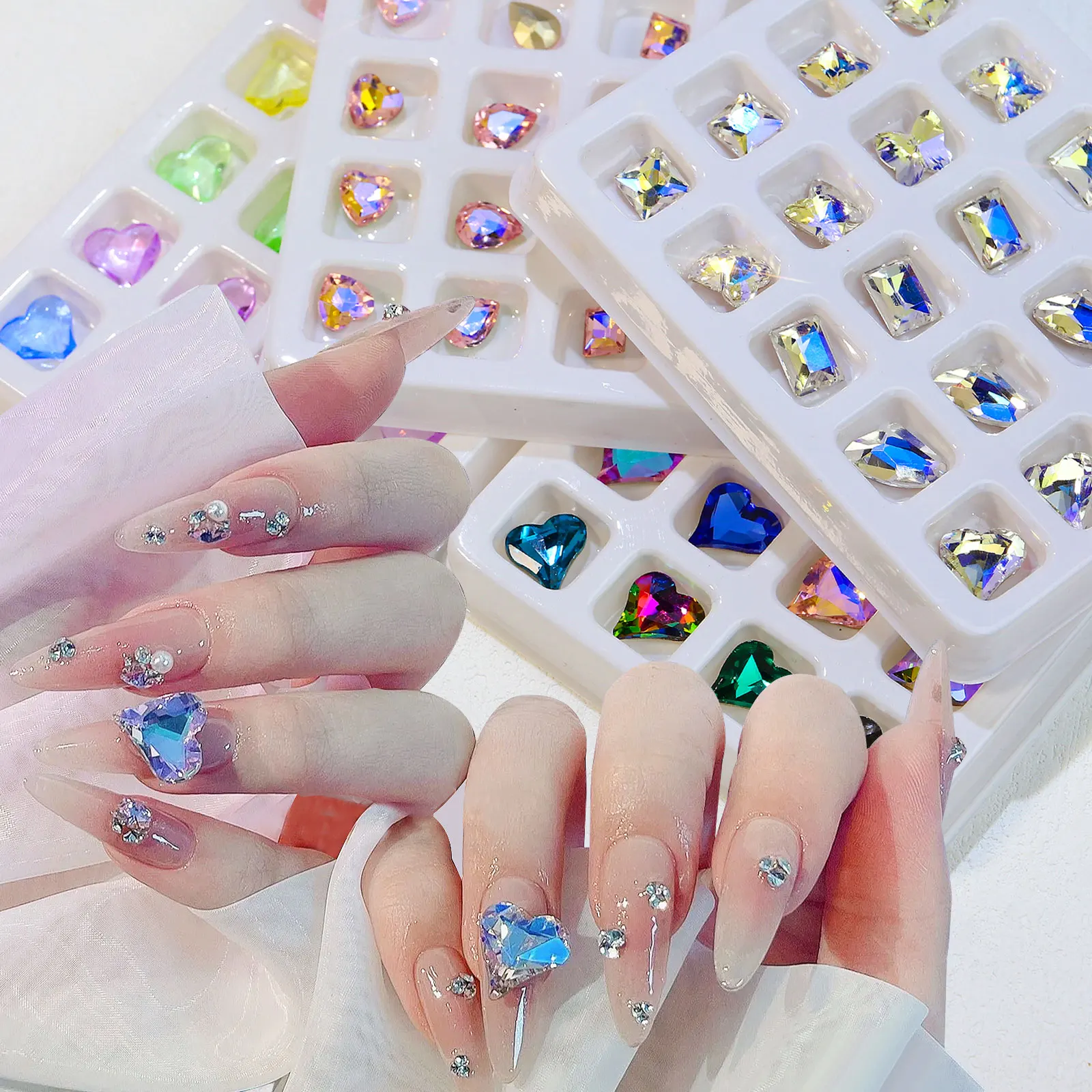 2500pcs/Box Luxury Rhinestone Nail Art Jewelry Set Glass Nail Crystals Box  3D Flat Glass Shaped Diamond Nails Decoration Gem - AliExpress