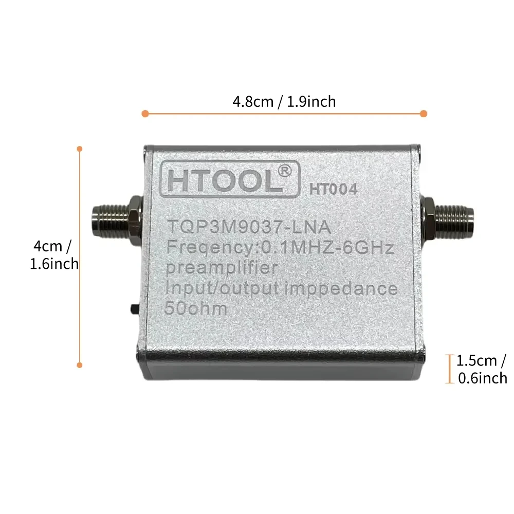 Amplificateur LNA Large Bande 0.1-6 GHz 20 DB Gain Élevé Faible Bruit – SMA, Batterie Intégrée, Idéal SDR, FM, RC
