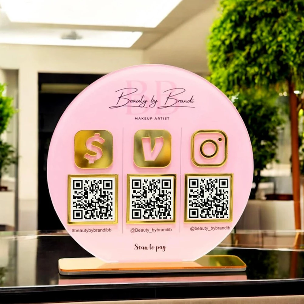 Acrylic QR Code Payment Display Board With Personalized Logo Can Be Customized With Multiple QR Codes Social Media Reviews