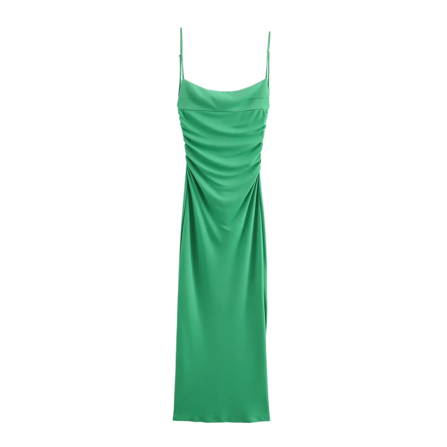 HH TRA Vestido plisado sin espalda para mujer, nuevo vestido de verano a la moda para vacaciones, elegante y elegante estilo playero, vestido camisola hasta los tobillos en 4 colores