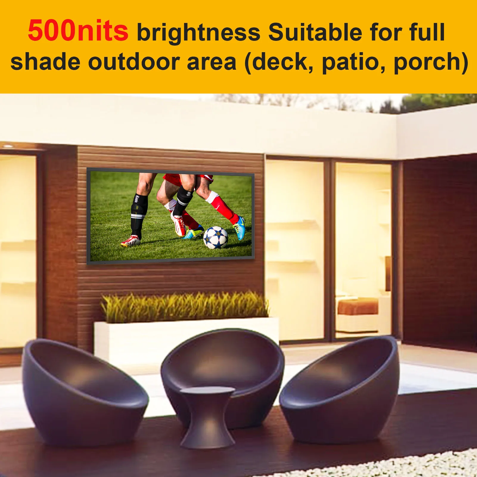 55 Inch Weatherproof Outdoor Television 4K Outdoor TV with 700 Nits Brightness Smart TV Wireless IP55