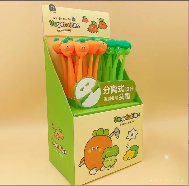 

24 pcs/lot Kawaii Vegetable Radish Pen Cute 0.5mm Black Ink Pens Stationery Office School writing supplies