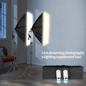 SH Photography kit di illuminazione Softbox 50x70CM sistema di Light Box professionale con lampadine fotografiche E27 attrezzatura per Studio fotografico 1