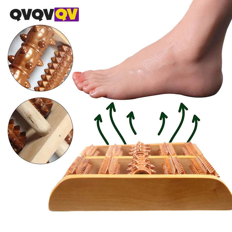 WoodenFootMassagerRollerShiatsuMassageforFootHeelArchPain
