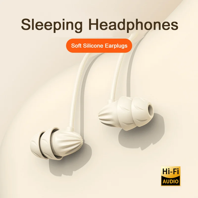 HiFi Surround Sound Noise-Reduction Sleep Earbuds with Mic - Soft Wired Headphones