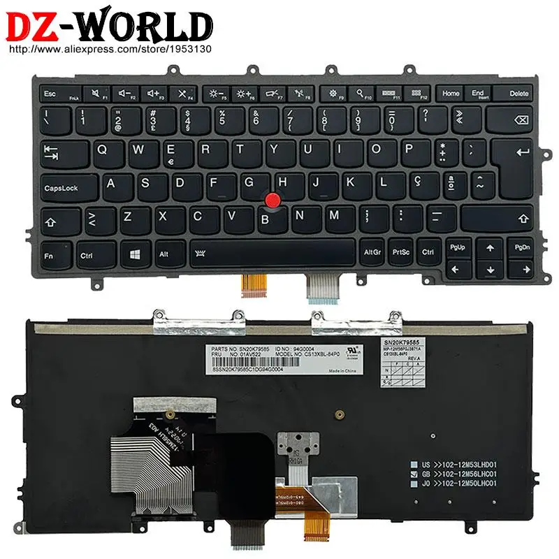 Teclado Retroiluminado para Laptop Lenovo Lenovo Thinkpad X270 A275 X250 X260 X240 s pt po br it pl bg Português Brasileiro Italiano Bulgária - Imagem 3