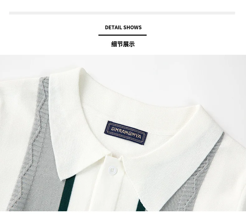 Men's Summer Business Knit Short Sleeve Polo Shirts Streetwear Button-down Breathable Striped Fashion Light Luxury Retro Shirts 15 S60adfa8f8ee24f43bc872103be53220eR