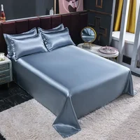 WASART Two-sided satin rayon flat bed sheet set couple 2 people summer luxury double bed bedsheet single double queen king size 1