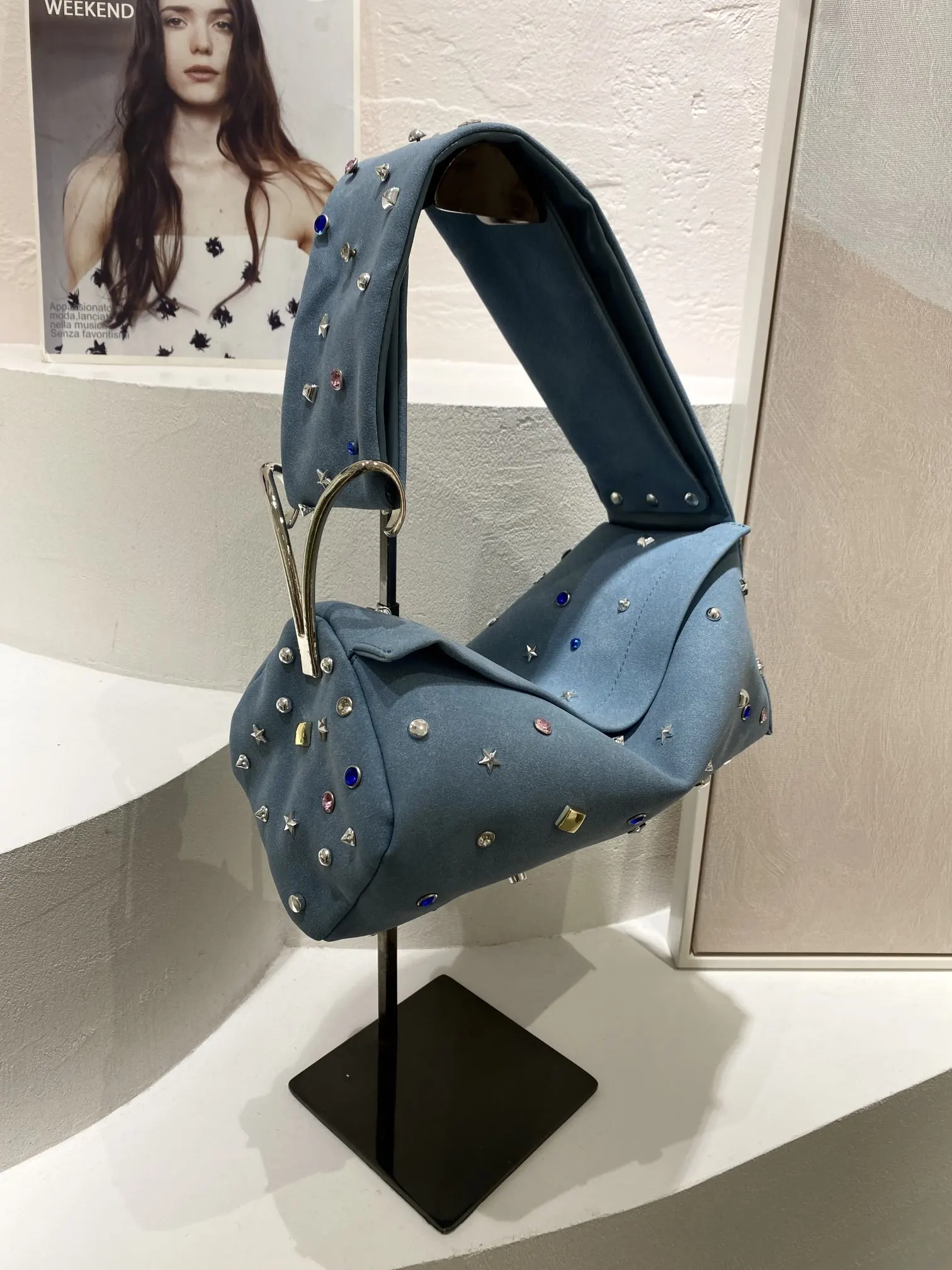 

INS New Women's Gem Frosted Suede Handbag 2023 Ladies Shiny Diamond Shoulder Bag Retro Versatile Girl Underarm Bag