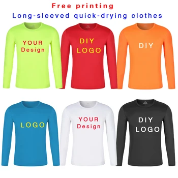 T-shirt girocollo a maniche lunghe ad asciugatura rapida Camicia culturale traspirante personalizzata Sport Fitness Outdoor Logo stampato Abiti da lavoro da corsa