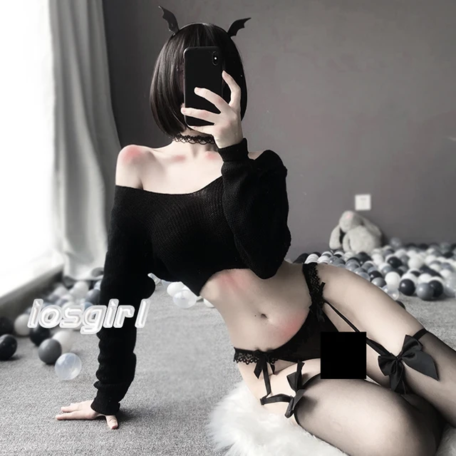 Cute Anime Angel Girl Porn - Cute Anime Cosplay Fancy Dress Erotic Lingerie With Pantie Angel And Devil  Sexy Temptation V-neck Short Knit Pajama Set - Exotic Sets - AliExpress