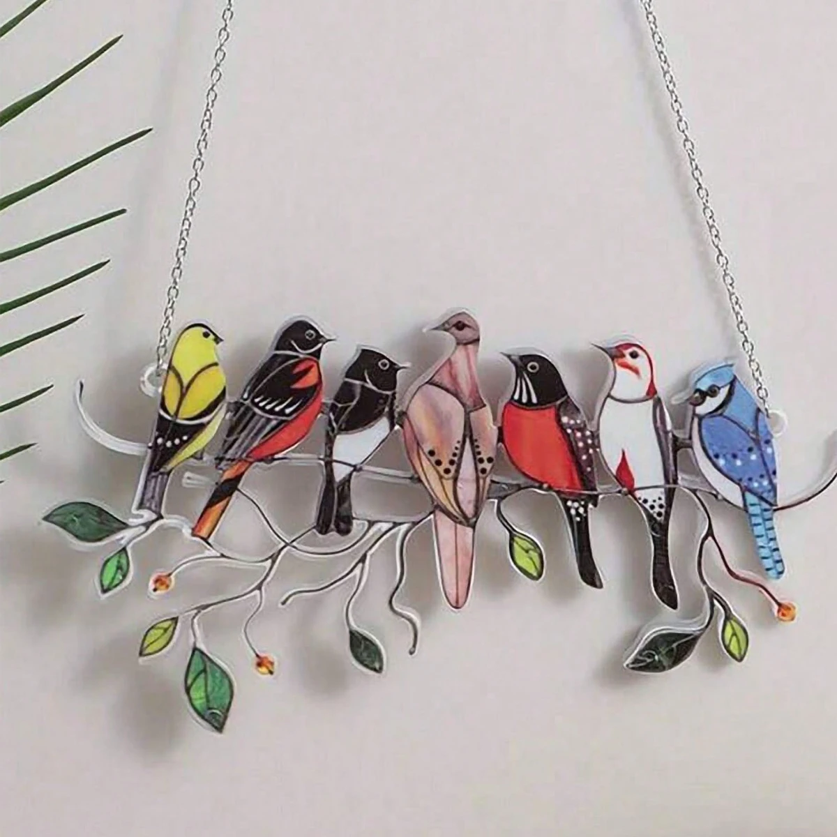1pc-Multicolor Bird Ornaments Acrylic Panel Window Wall Hangings