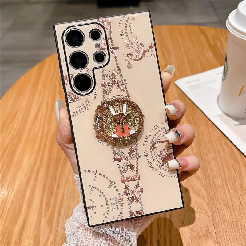 

Luxury Glitter Crystal Diamond 3D Ring Holder Bling Phone Case For Samsung Galaxy S21 S22 S23 Plus + Ultra ZFlip 3 ZFold 4 Cover