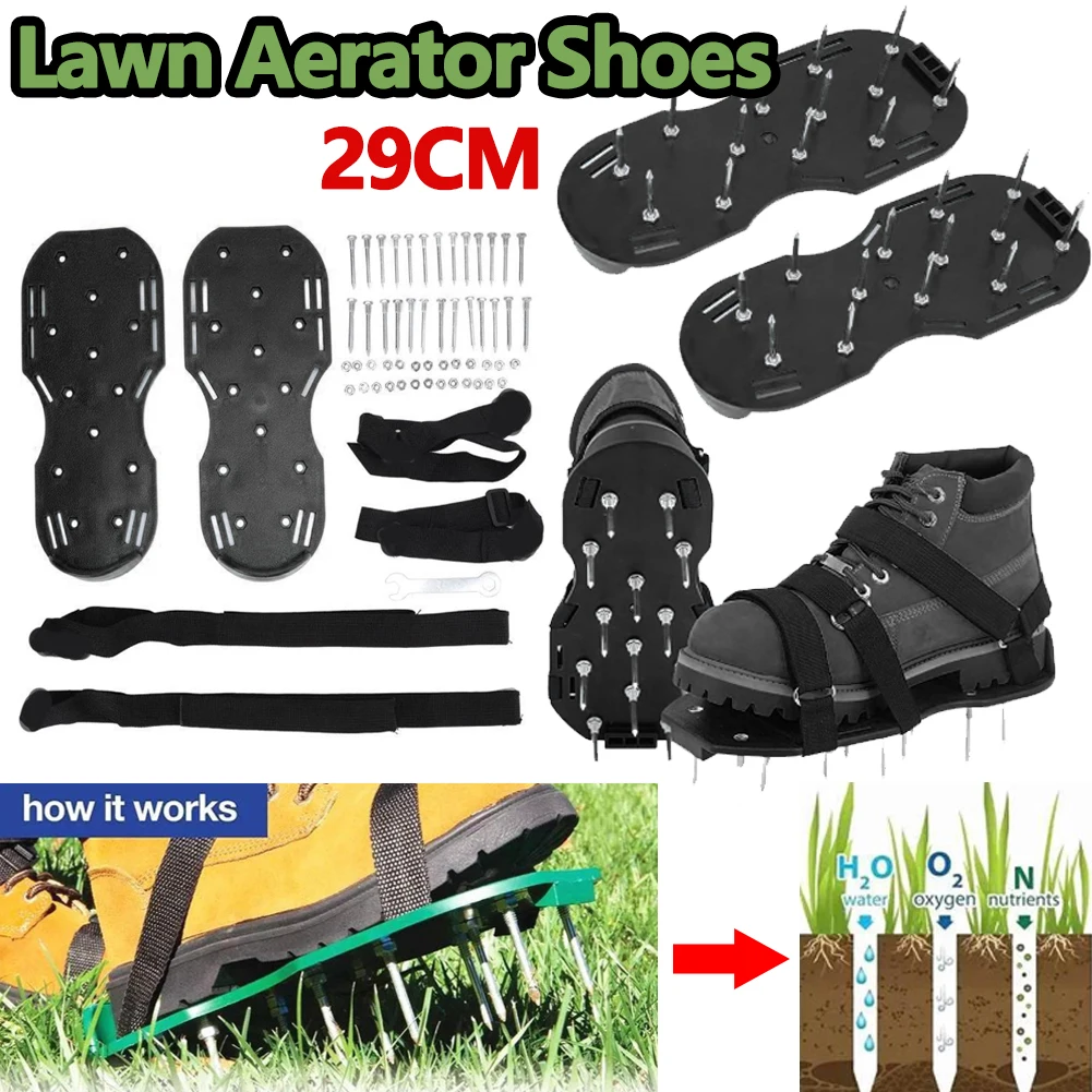Lawn Aerator Shoe Garden Lawn Nail Shoes Loose Soil Self-Leveling Epoxy Garden Yard Grass Cultivator Scarification Nail Tool