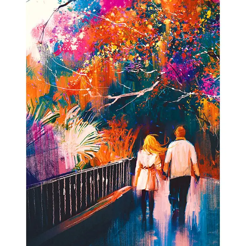 

GATYZTORY Abstract Picture Diy Painting By Numbers Adults Lovers Walking Scenery Drawing On Numbers Diy Gift Home Decors 60x75cm