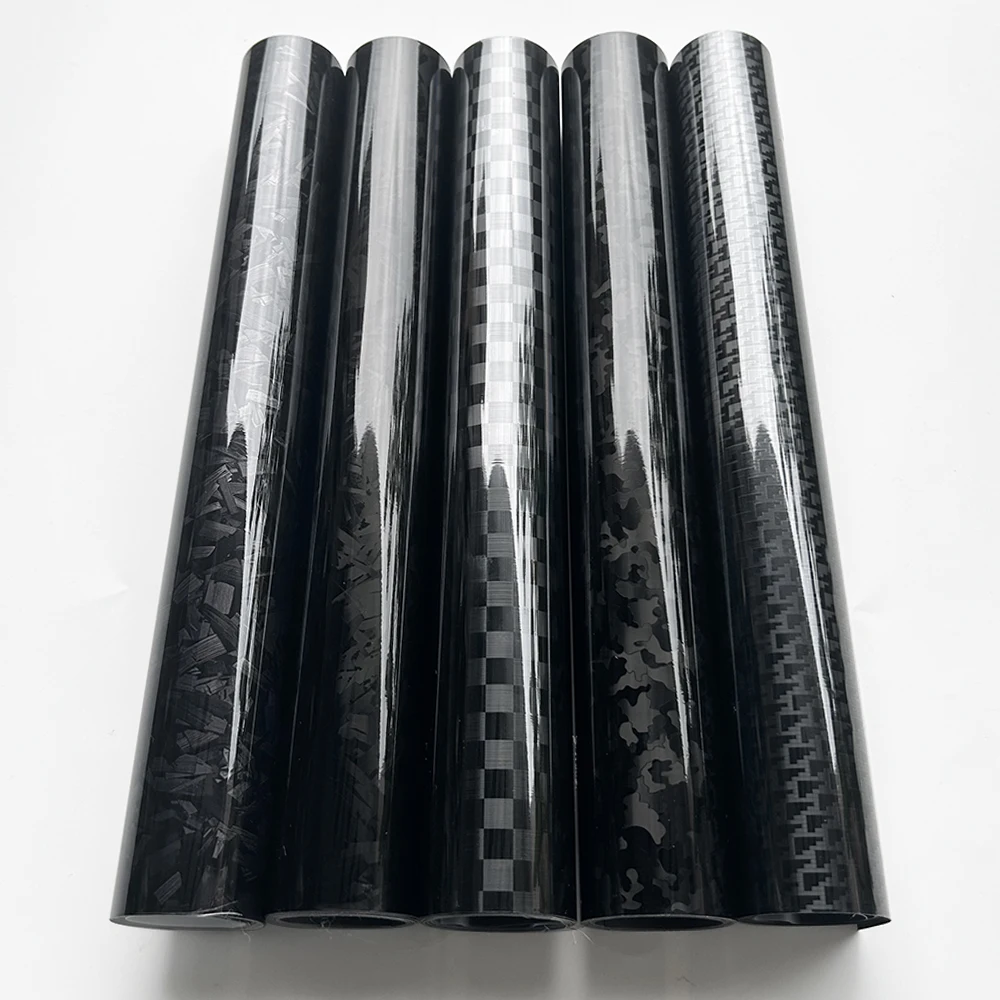 Cosmic Black Forged Carbon Fiber Vinyl Wrap with Aircraft Pattern for Vehicle Decoration