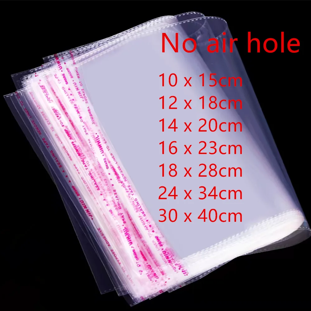 Bubble Mailers No airhole Large Size Transparent Self-adhesive Sealed Plastic Packaging Bag Resealable Cellophane OPP Fresh-keeping Gift Bag
