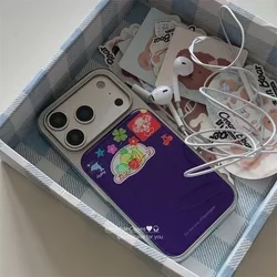 Electroplated Drip Glue Y2K Phone Case with Purple Illustration Background - Samsung S26 Fe (A)