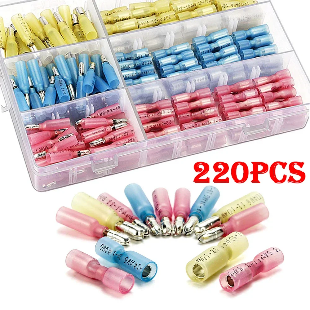 Feminino e Masculino Heat Shrink Elétrica Crimp Kit Isolamento de Fios à Prova Dágua Conector do Cabo Kit Crimp 2210 Awg 320 Pcs 220 Pcs 160 Pcs