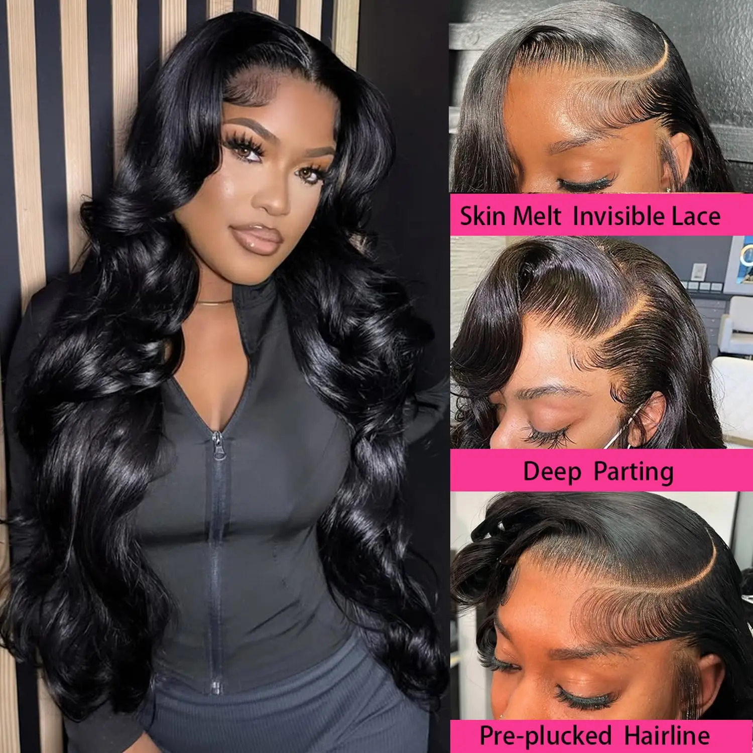 13x4 Body Wave Lace Front Wig Human Hair 200%Density HD Transparent Lace Front Wig Pre Plucked Body Wave Frontal Wigs Human Hair