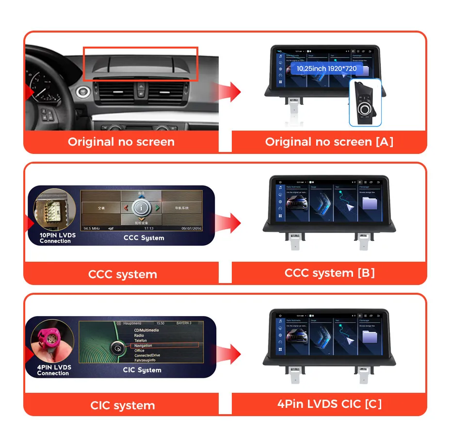 MEKEDE 128 ROM 8-Kern Wireless Carplay Android Auto Radio für BMW 1er Serie E81 E82 E87 E88 2004-2012 Android 15 BT 4G LTE WIFI DSP GPS Navigation Auto-Multimedia-Videoplayer 1920*720 Touchscreen Unterstützt Originalsystem Idrive Lenkradsteuerung – Detail 4