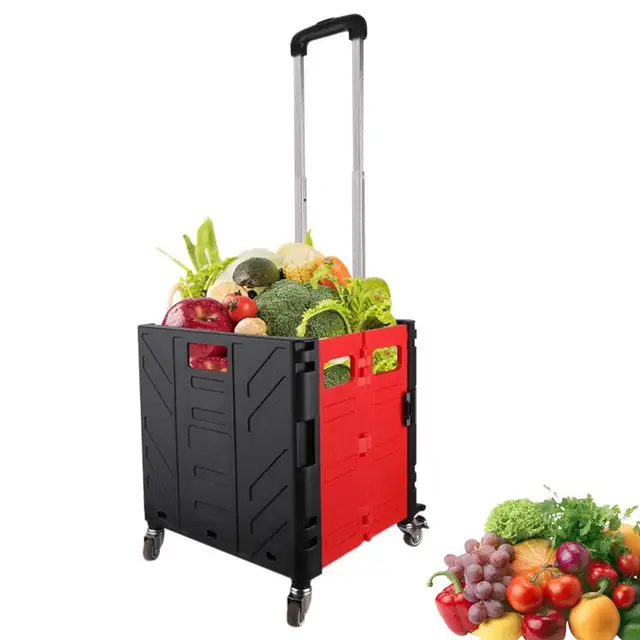Tanári Gördülő Kocsi Összecsukható Bevásárló Nagy Teherbíró Doboz Élelmiszerbolt Kosár Táska Hordozható Teleszkópos Fogantyúval