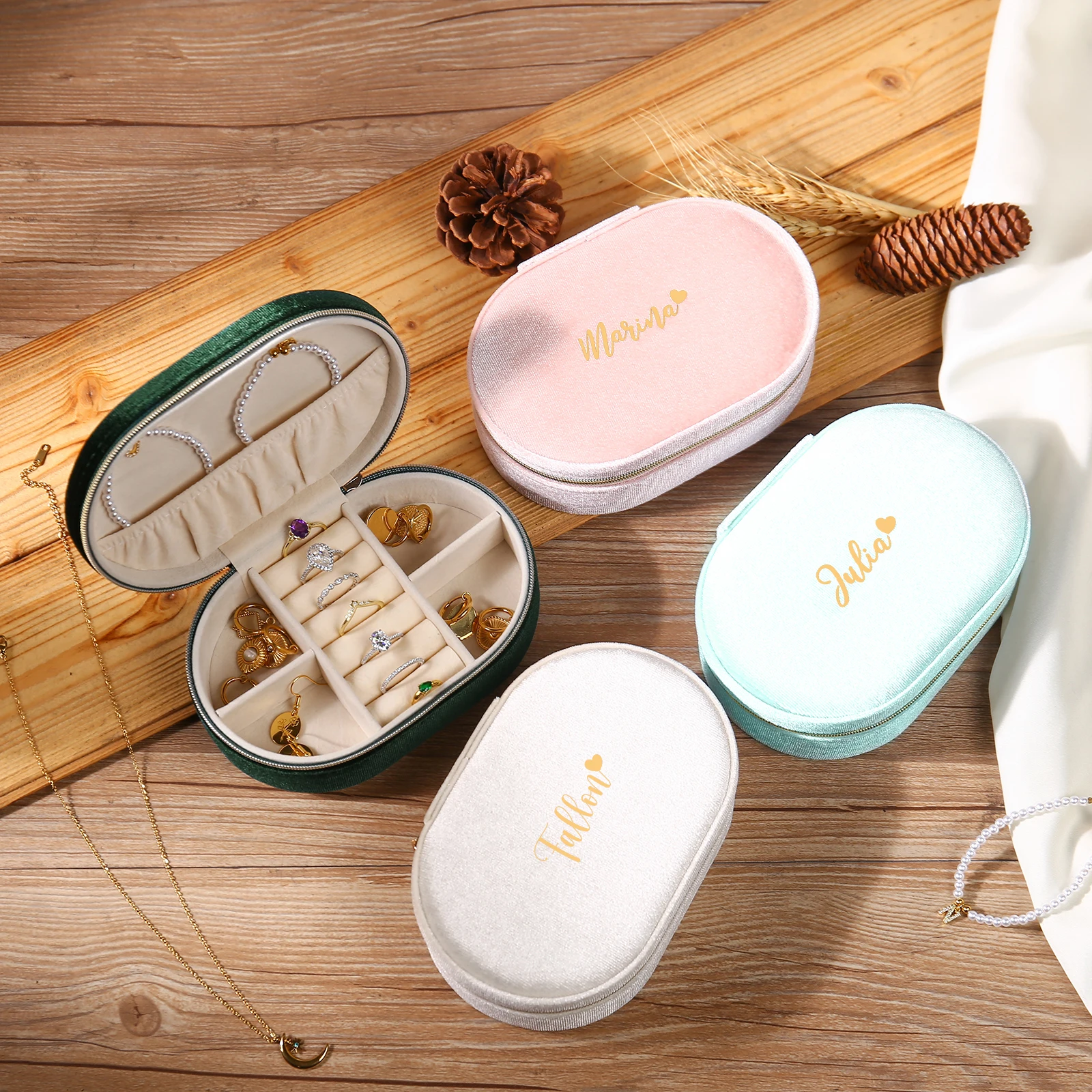 

Подарок на день Святого Валентина, Персонализированная Коробка для хранения ювелирных изделий с именем под заказ, Женская классификационная коробка