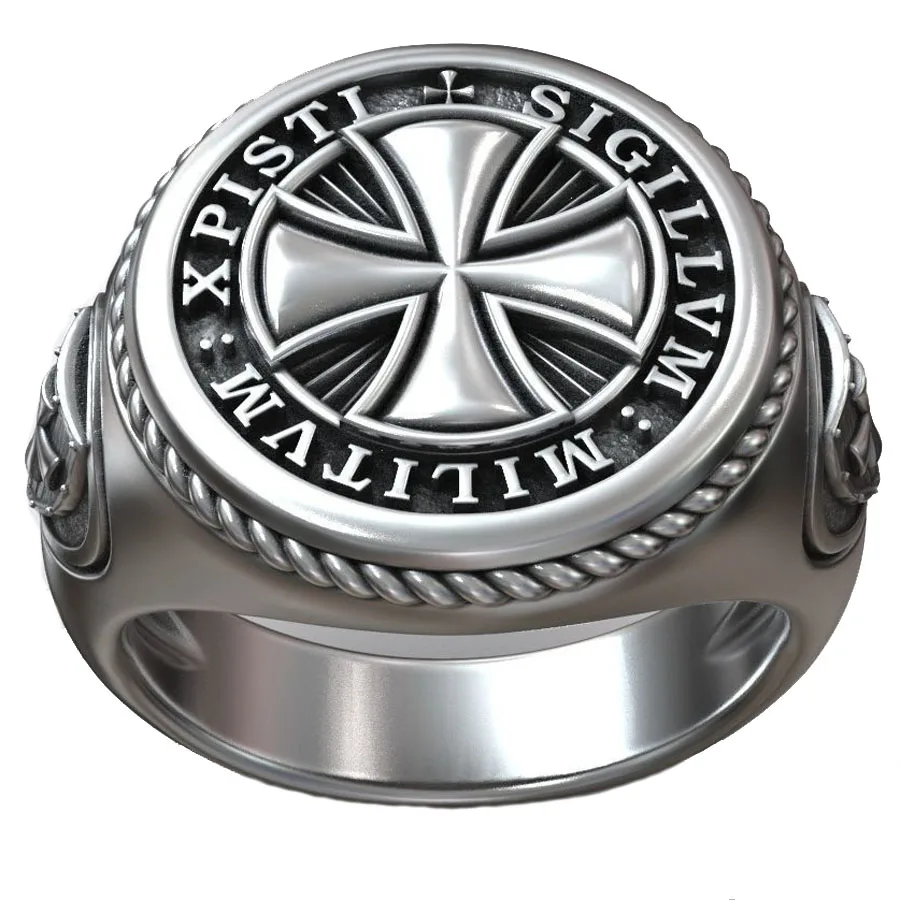 

14g Templar Cross Shield Maltese Symbol Signet Religious Art Relief Rings 925 Solid Sterling Silver Ring Many Sizes 6-13