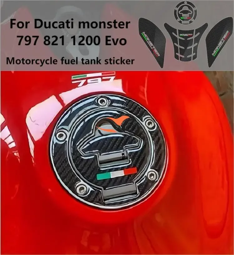 3D For Ducati monster 797 821 1200 Evo carbon brazing fuel tank cap sticker  motorcycle refitting scratch resistant decal rv accessories refitting gravity water inlet vehicle water inlet water tank water inlet camping car boat marine yacht