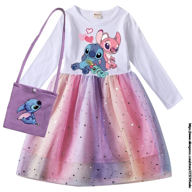 Robe et sac à manches longues Disney Stitch pour filles, robes de cosplay  pour enfants, costume de fête princesse, vêtements pour bébés et enfants -  AliExpress