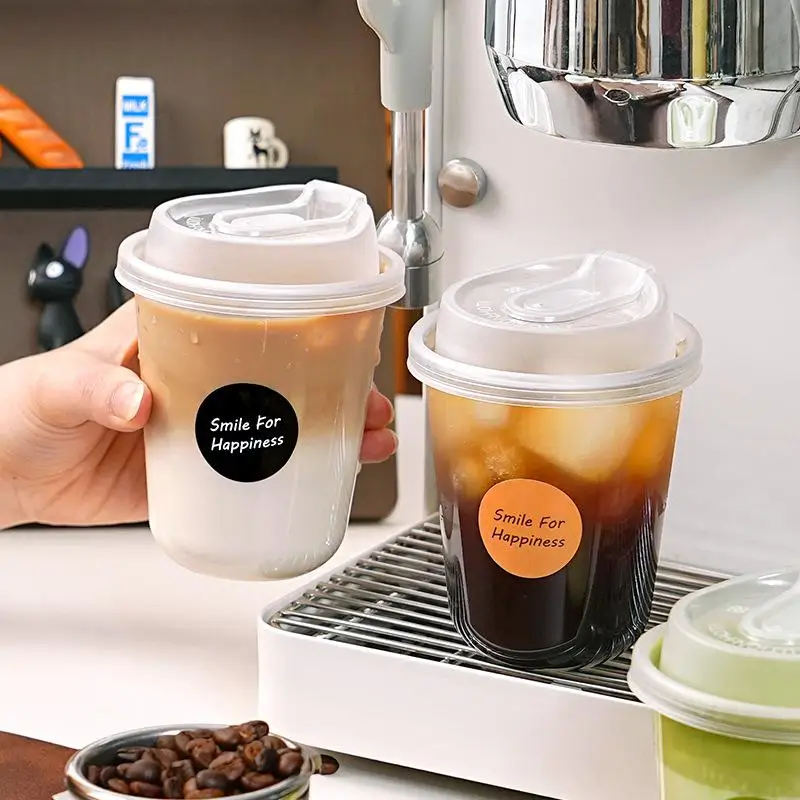 SUSU 10-Pack Disposable Sip-Lid Cold Drink Cups
