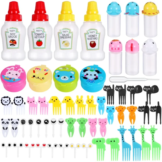 Add Color and Fun to Your Meals with 63pc/set Mini Sauce Bottles