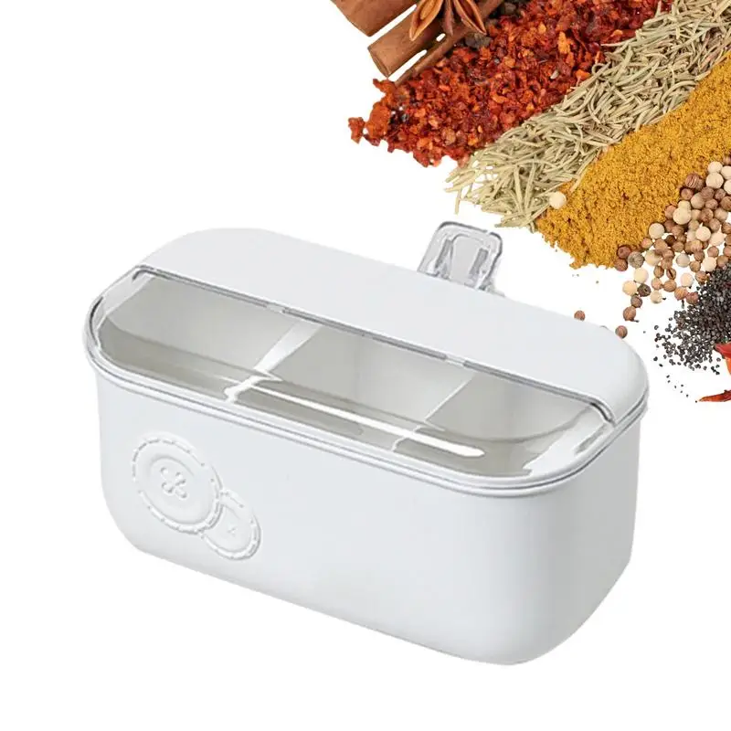 

Three-format Multi-purpose Kitchen Seasoning Box 3 In 1 Spice Container Salt And Pepper Seasoning Shaker Can Portable Sugar Bowl