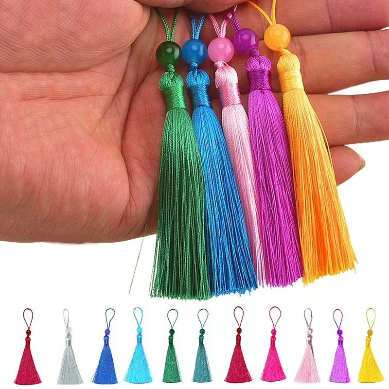 10/5Pcs Polyester Silk Tassel Fringe 12cm Mini Tassels Bookmark Beaded Tassels For Jewellery Making DIY Craft Accessories