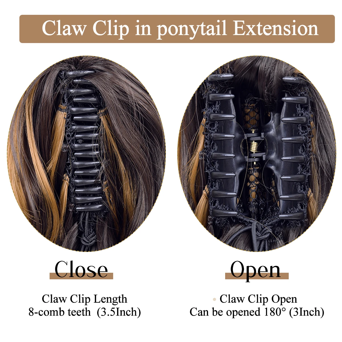 22 Zoll Synthetische Haarverlängerung Blond Ponytail Hitzebeständig Naturwelle 12