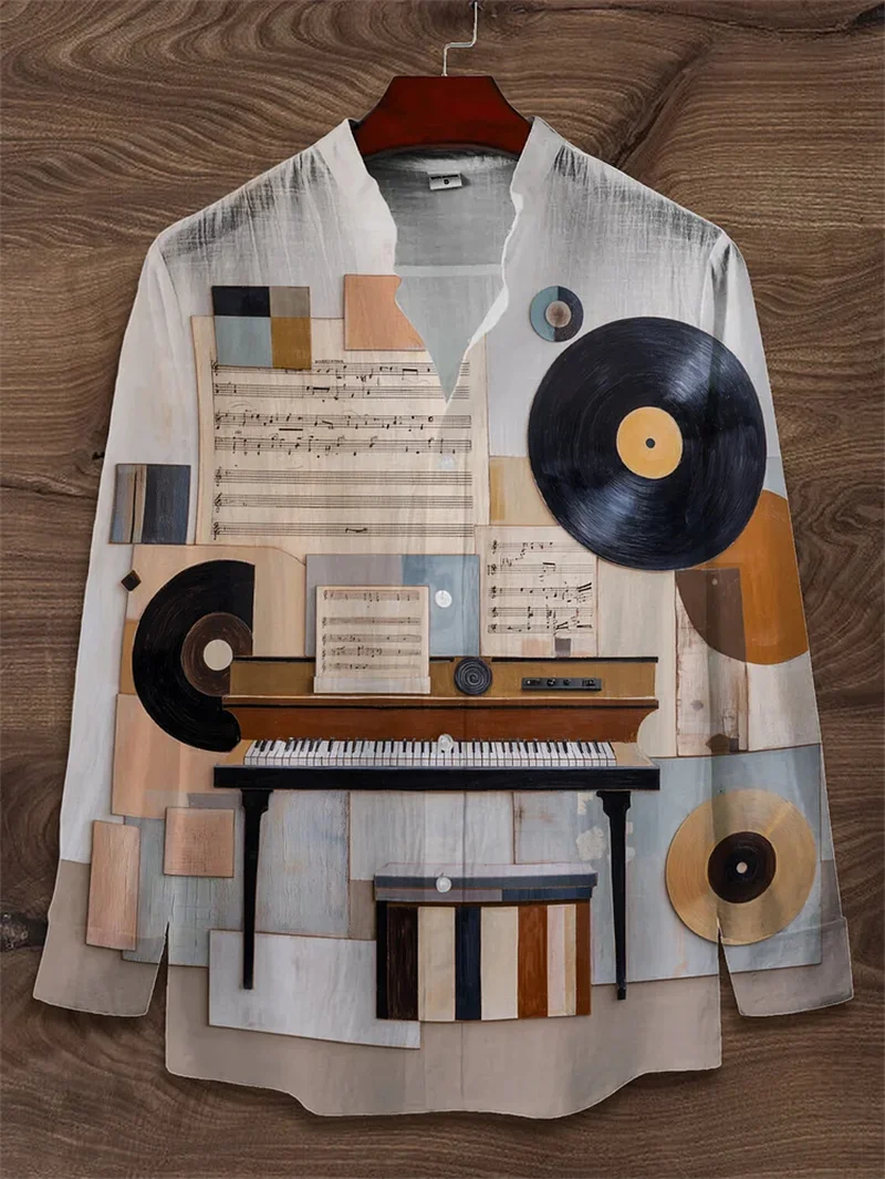 قميص كتان رجالي جديد بأكمام طويلة وزر قميص كاجوال بطبعة زهور ثلاثية الأبعاد وأكمام طويلة موضة يومية مريحة