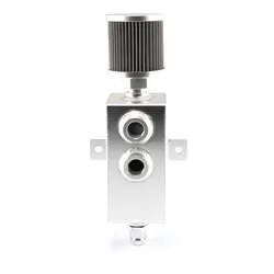 Universal Baffled Oil Catch Can with Breather and Aluminum Drain Tap - Square Shape Reservoir Tank (2Lsilver)