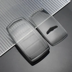 Transparent Car Smart Key Case Cover - 4 - Button Key Fob Shell Protector Accessories (Transparent Black)
