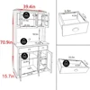 Kitchen Pantry Cabinet Microwave Stand 71" Freestanding Kitchen Storage Adjustable Shelves Pantry Furniture Glass Doors 2