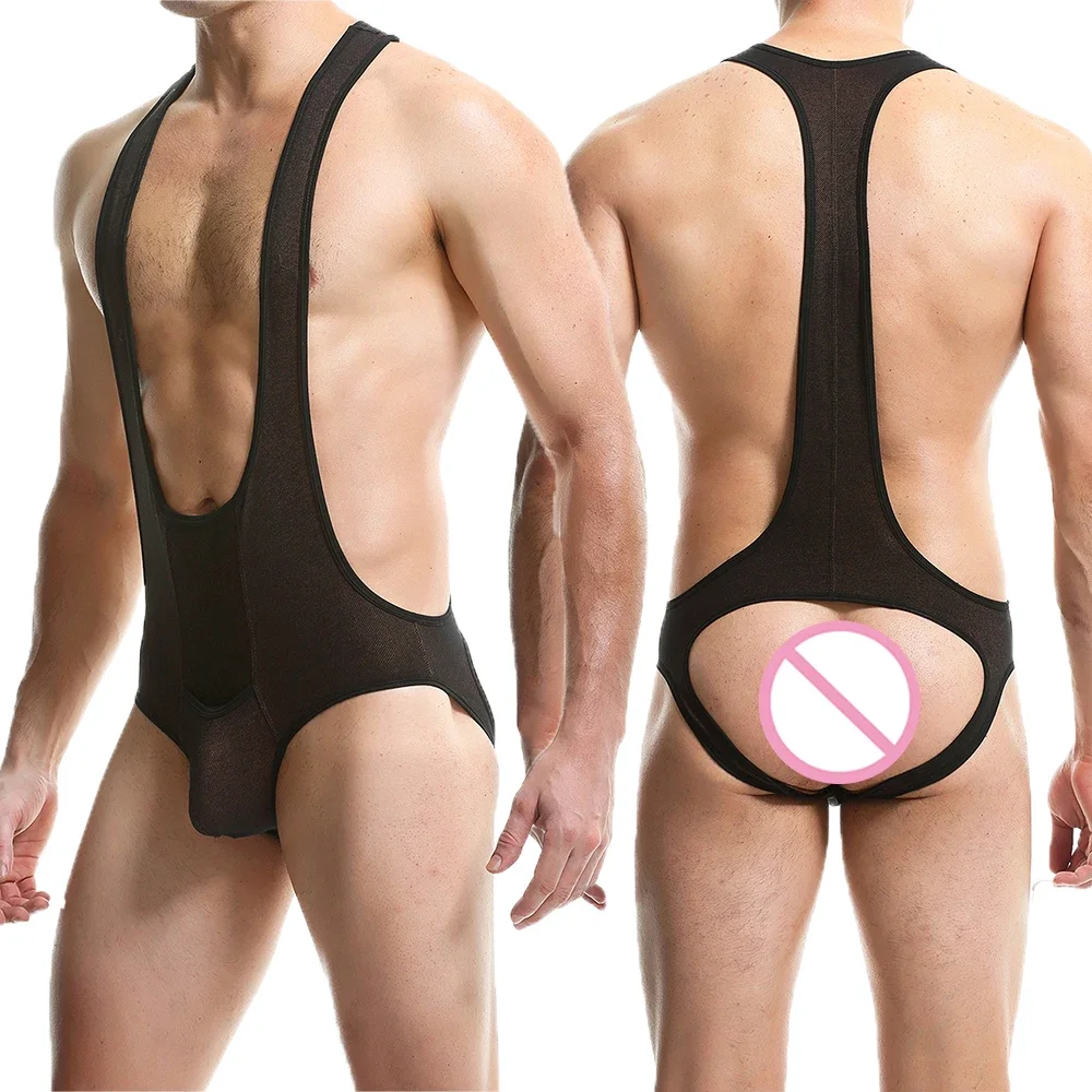 Mens Sexy Sports Jockstrap Suspender Undershirt Gay Penis Pouch Bodysuits Wrestling Singlet One Piece Jumpsuit Leotard Bodywear