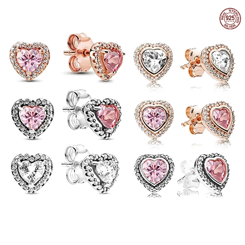 

Women's Earrings 925 Sterling Silver High Quality Heart Shaped Charm Jewelry Earrings fit Original Women's Fashion Party Gifts